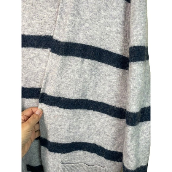 Madewell SMALL S Striped Kent Cardigan Merino Wool Stripe Sweater Gray Blue - Picture 7 of 11